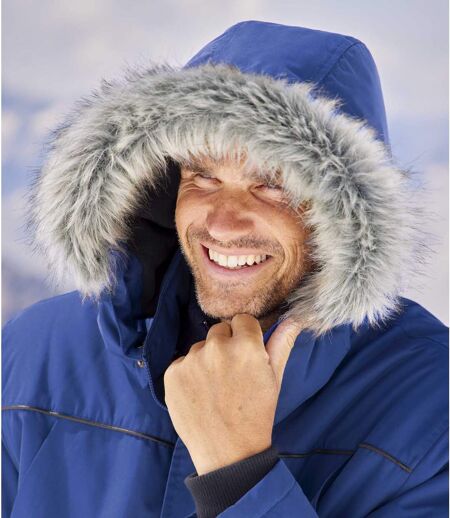 Praktická zimná bunda s kapucňou s imitáciou kožušiny