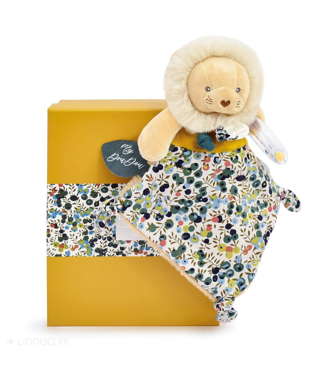 Ensemble balle sensorielle + doudou hochet polyester collection DUO BOH'AIME 2 pièces Lion-5