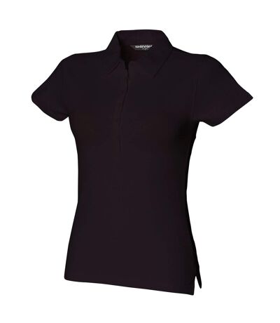 Skinni Fit Womens/Ladies Pique Stretch Polo Shirt (Black) - UTPC6749