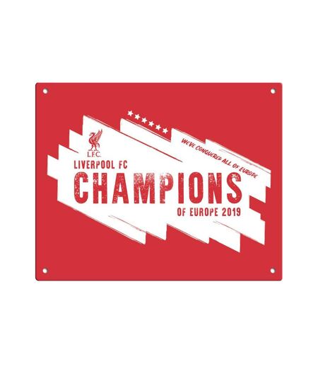 Liverpool FC Champions Of Europe Metal Sign (Red) (One Size) - UTTA5155