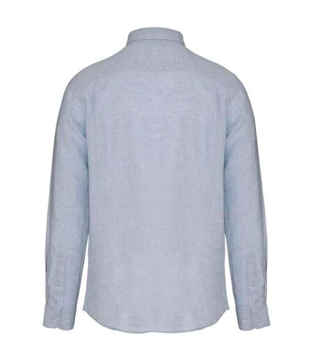 Mens linen long-sleeved shirt linen blue Spasso