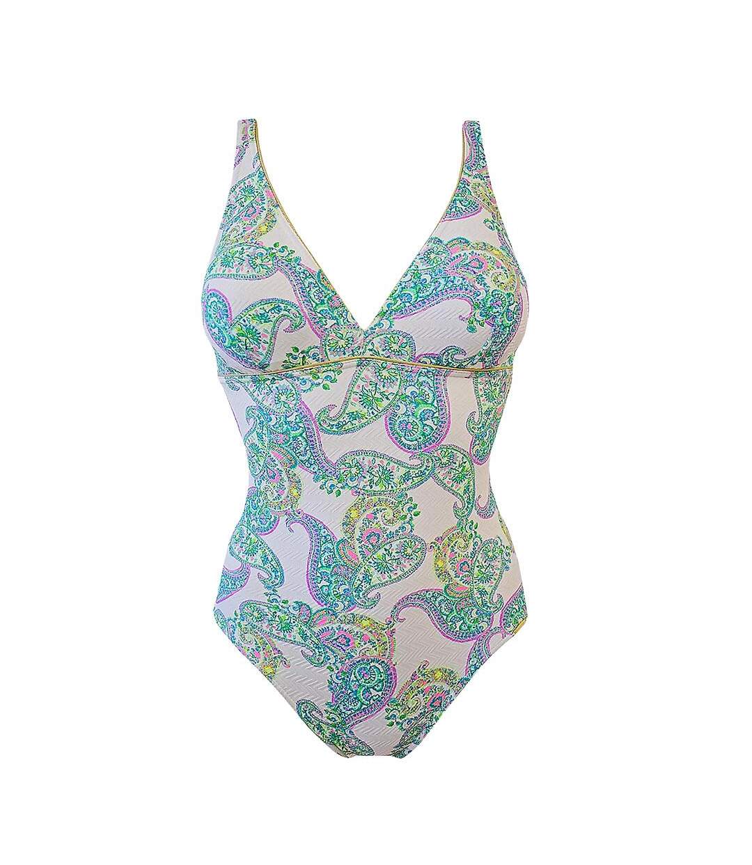 Maillot de bain vert/blanc/rose femme grain de sable naka-1