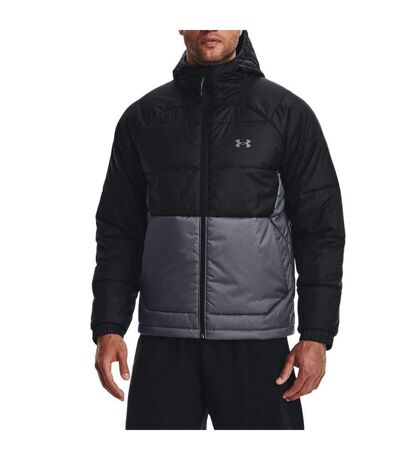 Mens Insulated Hooded Jacket Black Grey Under Armour