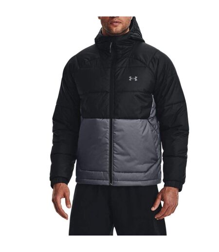 Mens Insulated Hooded Jacket Black Grey Under Armour