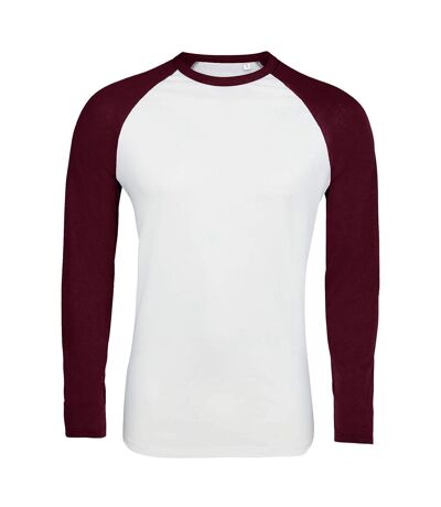 SOLS - T-shirt manches longues FUNKY - Homme (Blanc/bordeaux) - UTPC3513