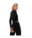 Womens/ladies Seamless Long-sleeved Crop Top Jet Black Everlast-3