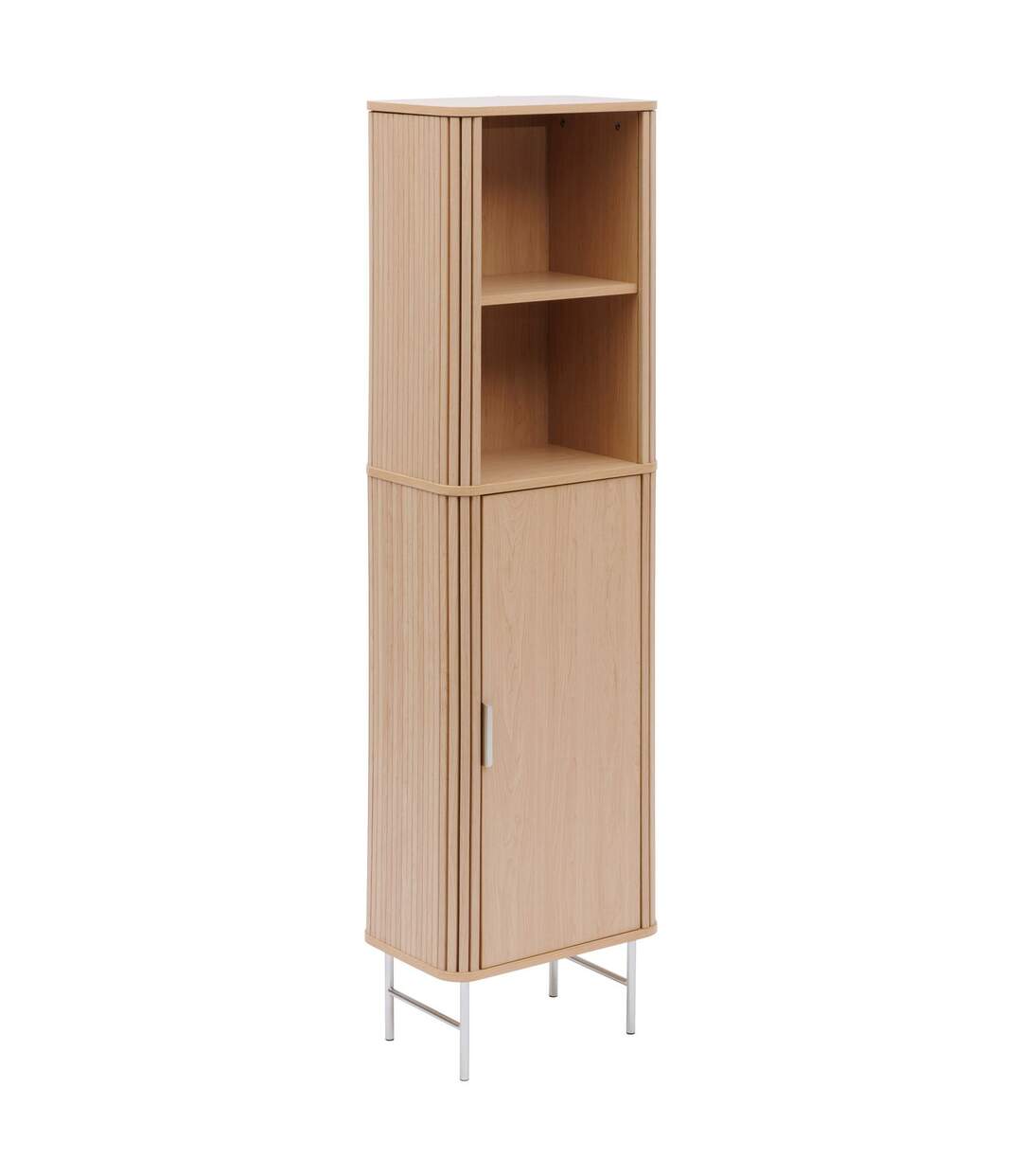 Colonne 1 porte et 2 niches effet bois clair LIORA - Beige-1