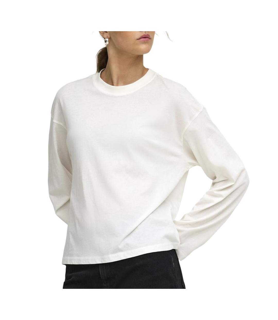 T-Shirt manches longues blanc femme only happy-1
