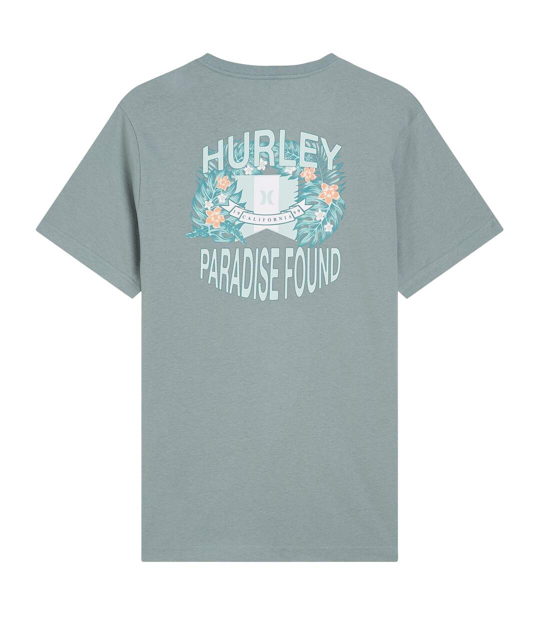 Mens Paradise Found T-shirt Grey Blue Hurley-2