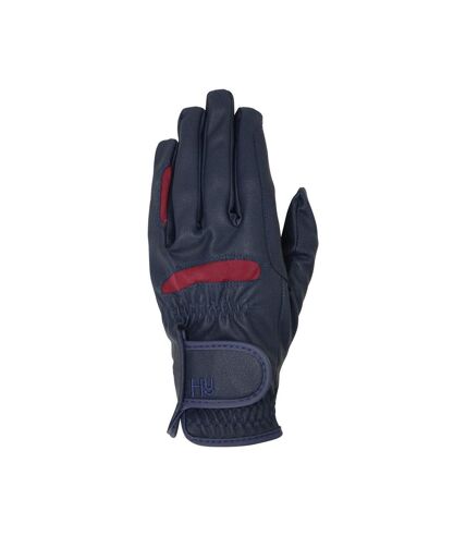 Hy5 Gants d'équitation légers pour adultes (Bleu marine / bordeaux) - UTBZ586