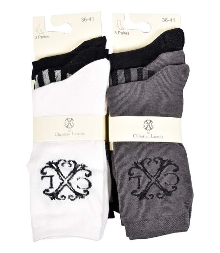 Chaussettes femme CHRISTIAN LACROIX Qualité et Confort-Assortiment modèles photos selon arrivages- Pack de 6 Paires CXL Logo
