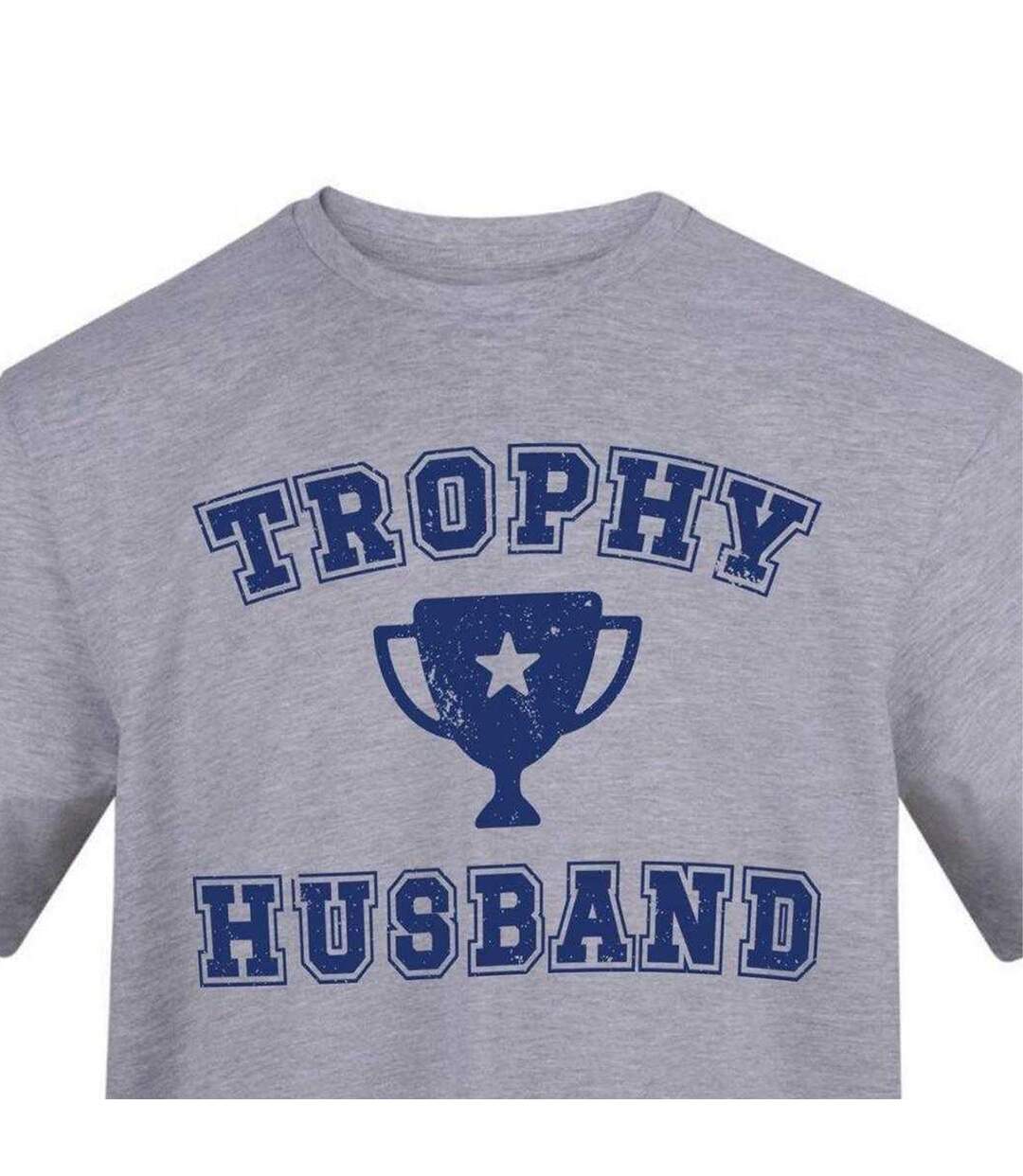 Mens Trophy Husband T-shirt Grey AWD-3