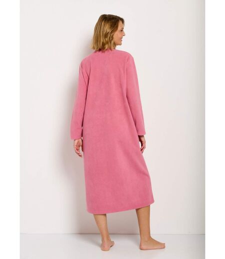 Peignoir zippé brodé chaud long polaire