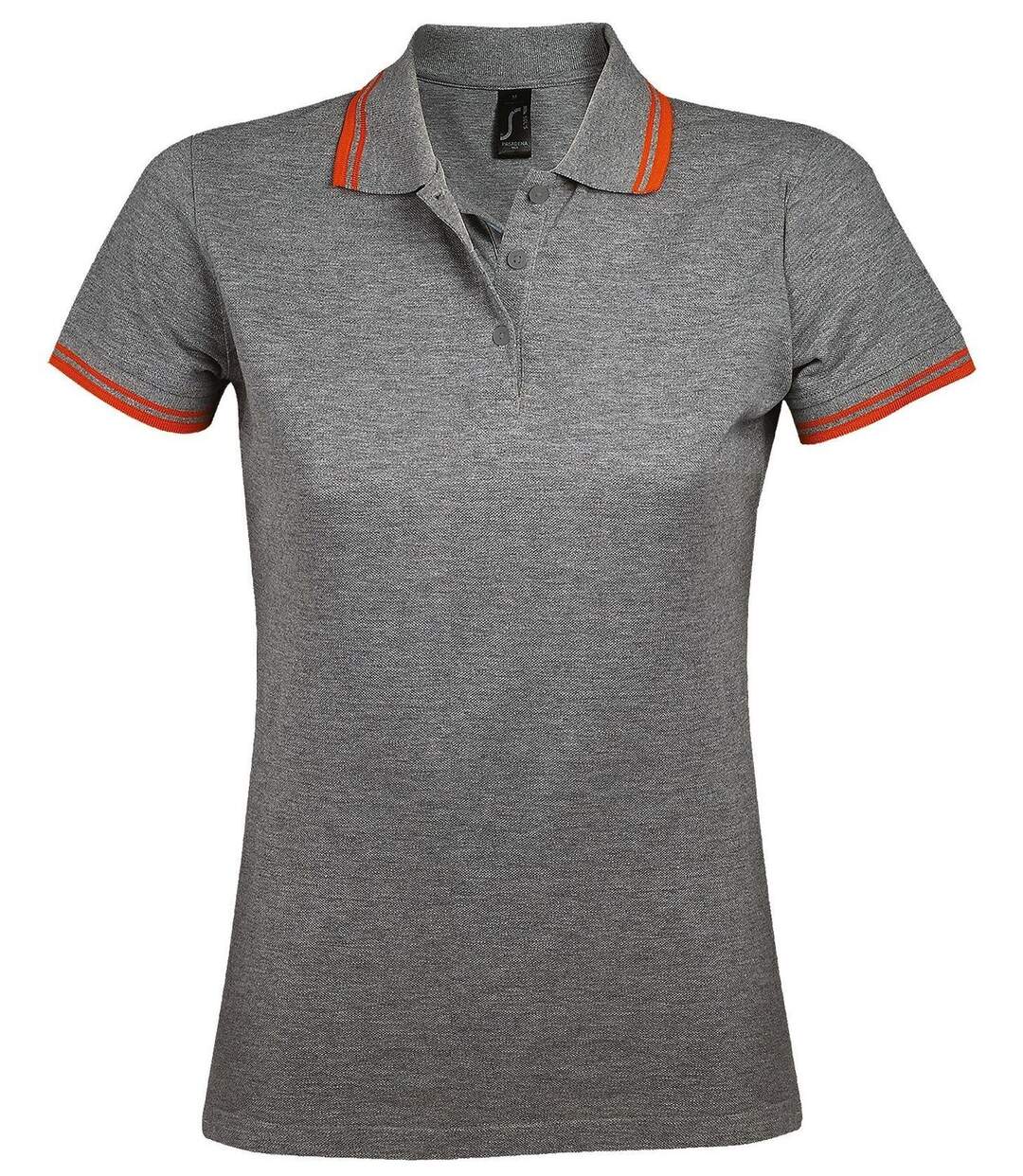 Polo femme - 00578 - gris et orange