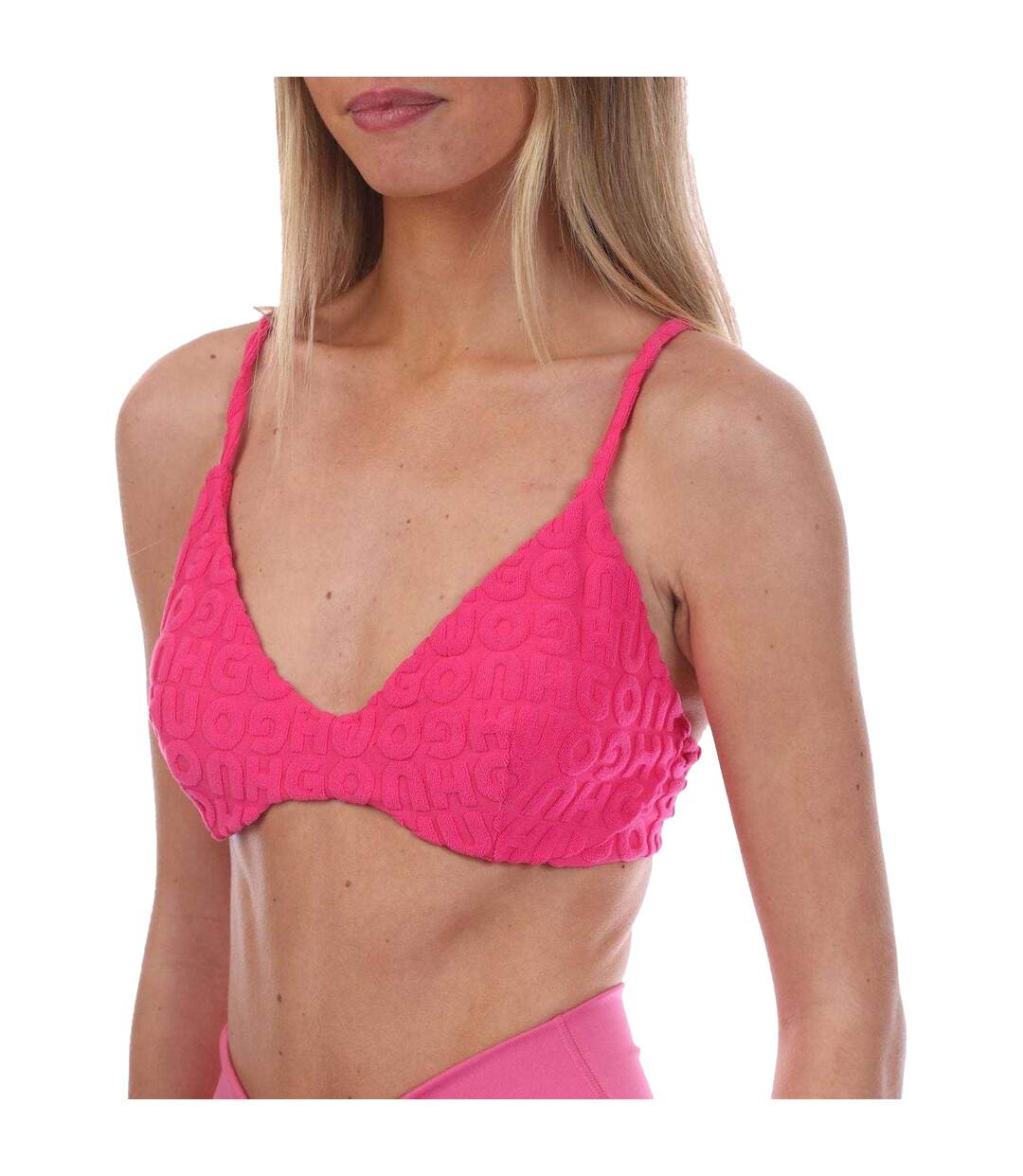 Womens/ladies Triangle Bikini Top Pink Hugo-3