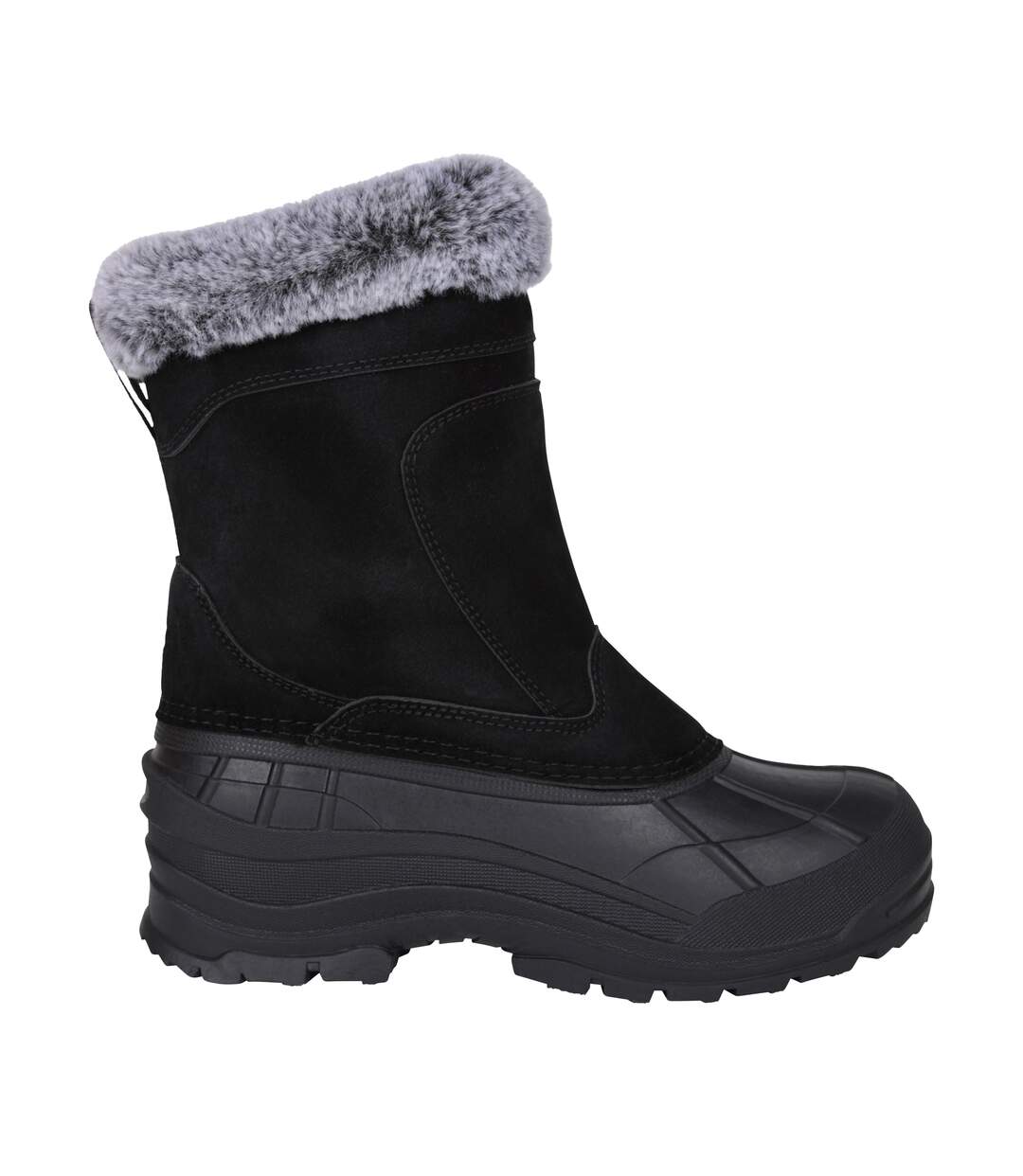 Womens/ladies Snowdrift Suede Faux Fur Lined Snow Boots Black Mountain Warehouse-4
