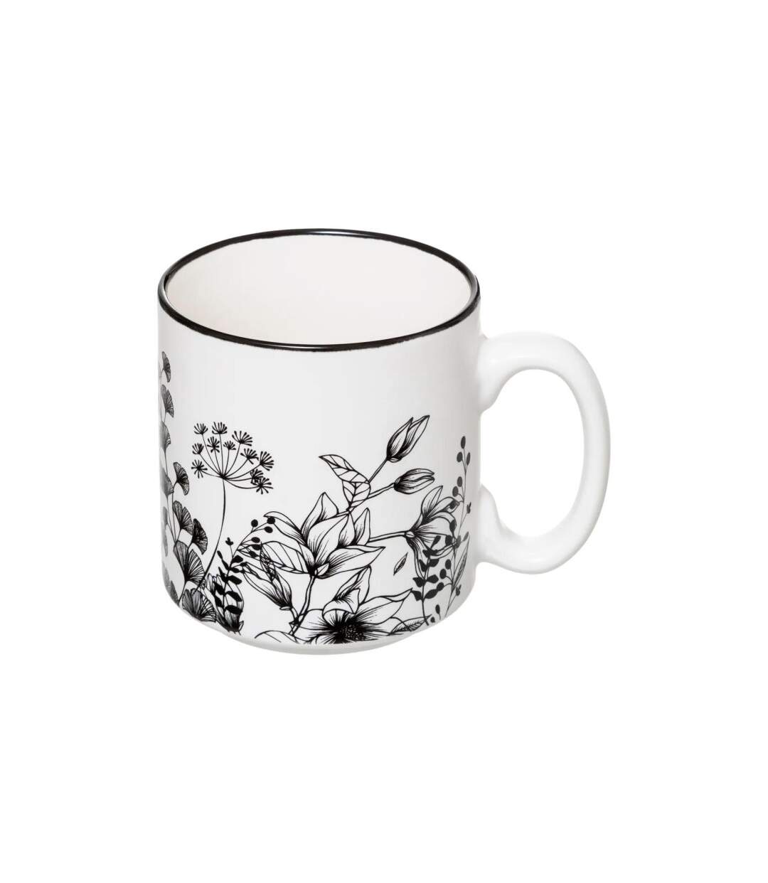 Lot de 4 Mugs sur Rack White Floral 24cl Blanc-3