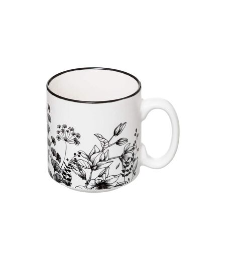Lot de 4 Mugs sur Rack White Floral 24cl Blanc