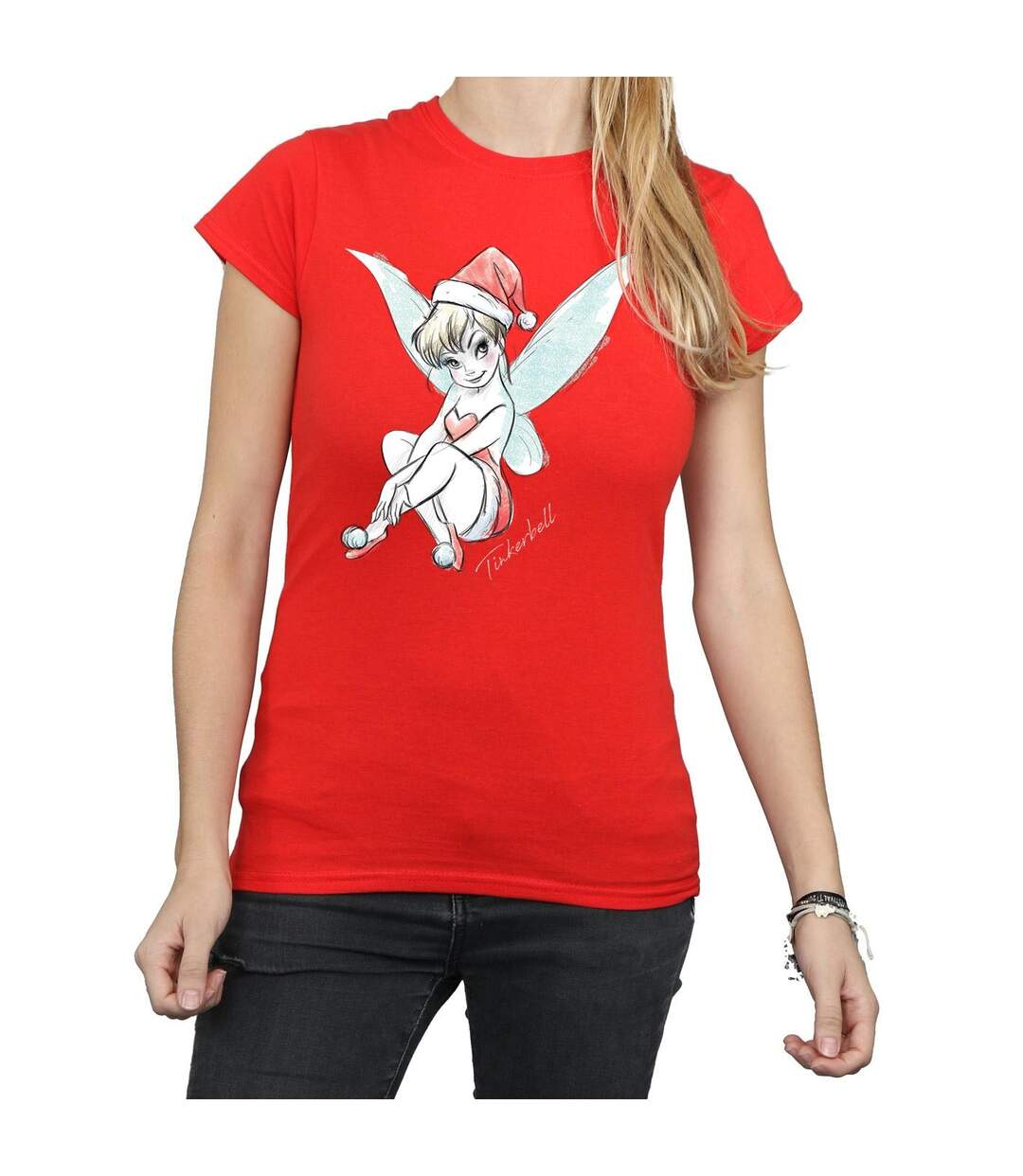Disney T-shirt en coton Femme/Femme Fée Clochette de Noël (Rouge) - UTBI43841-3