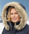 Prošívaná bunda do arktické zimy  s kapucí lemovanou odepínací umělou kožešinou Atlas For Men
