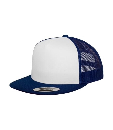 Flexfit casquette de baseball à visière plate adulte unisexe blanc / bleu roi Yupoong