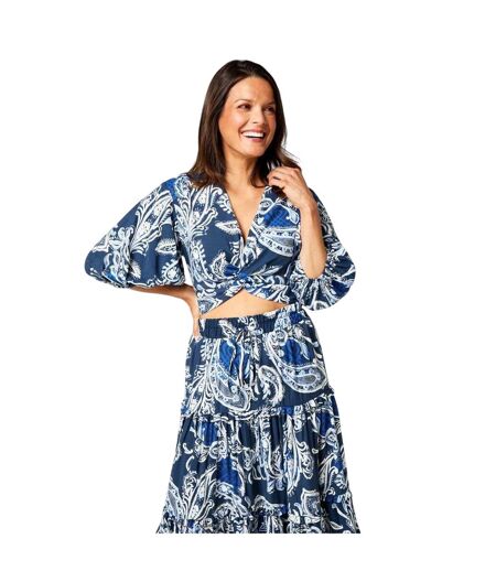 Ensemble Coordonné Vacances Motif/style Cachemire Femme Bleu Blanc Biba