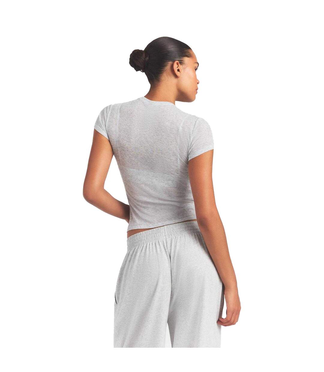 Womens/ladies Crew Neck T-shirt Light Heather Grey Skims-3