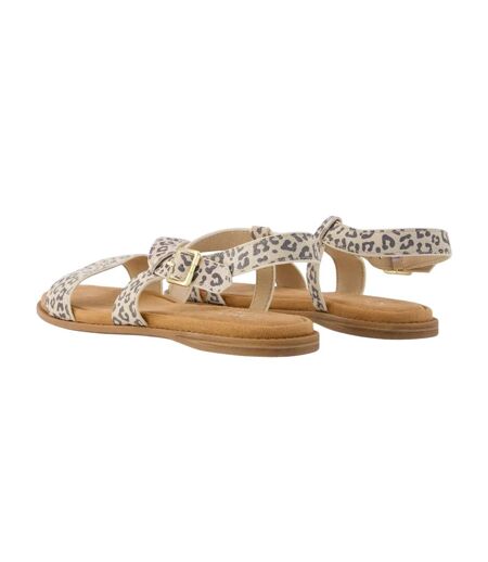 Womens/ladies March Leather Sandals Oatmeal Toms