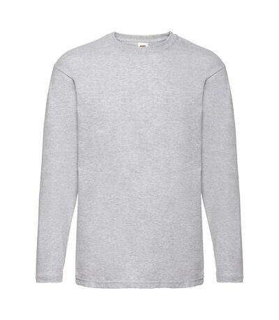 Fruit Of The Loom Mens Valueweight Crew Neck Long Sleeve T-Shirt (Heather Gray)