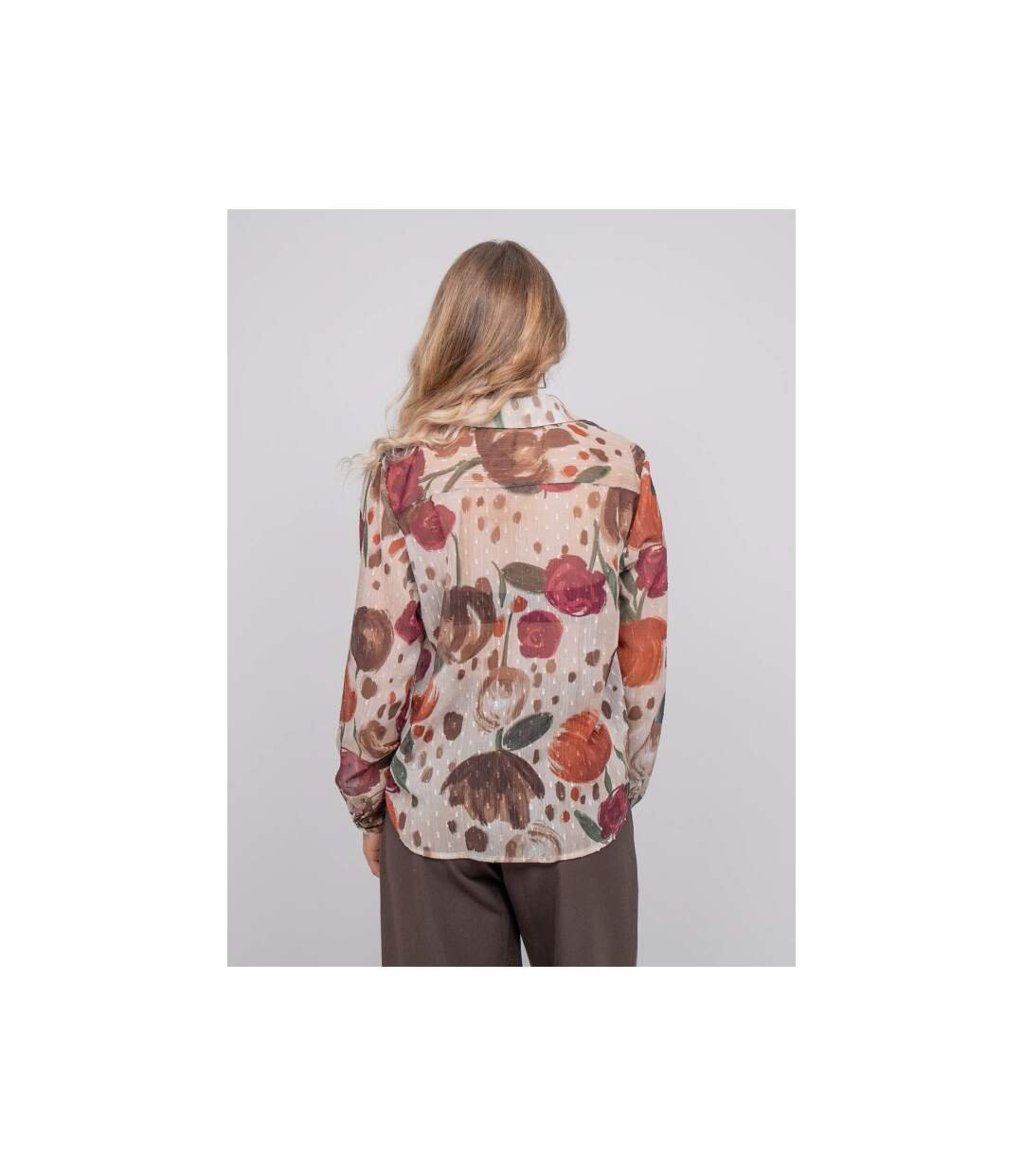 Chemise transparente motif floral OXELIA - Dona X Lisa-2