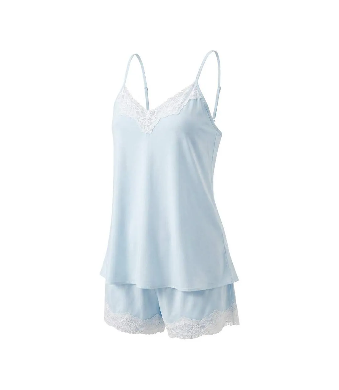 OZABI Pyjama Femme Viscose Débardeur Col V Dentelle Toucher Doux-1