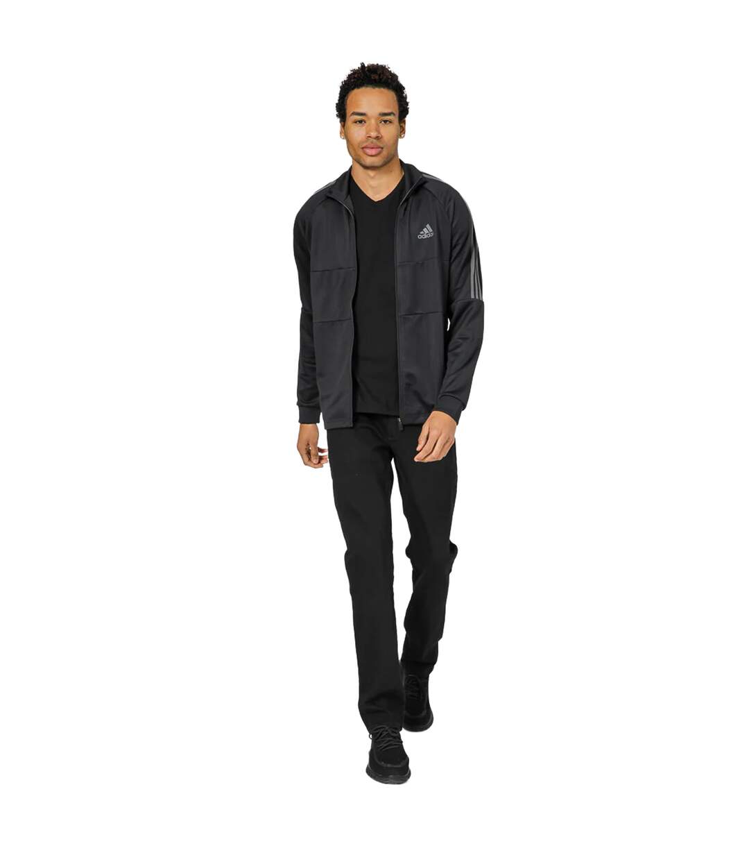 Mens Sereno 3 Stripes Aeroready Slim Track Jacket Black Adidas-2