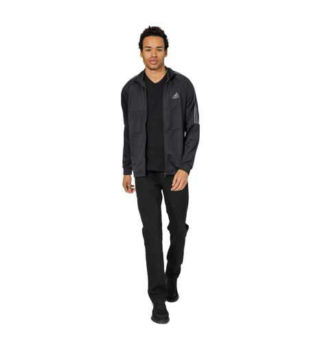 Mens Sereno 3 Stripes Aeroready Slim Track Jacket Black Adidas