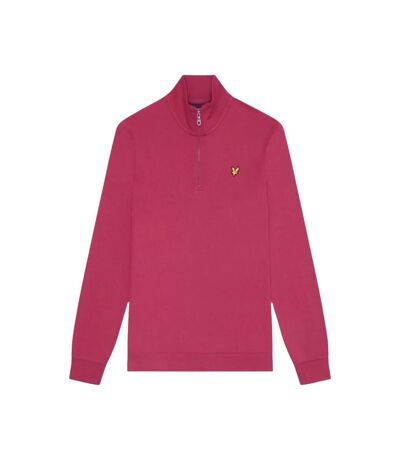 Mens loopback quarter zip sweatshirt rich burgundy Lyle & Scott