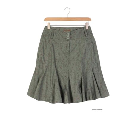 MAYFLOWER 011091U001 - Jupe plissée fleurie pour femme : l'élégance naturelle du coton vert kaki