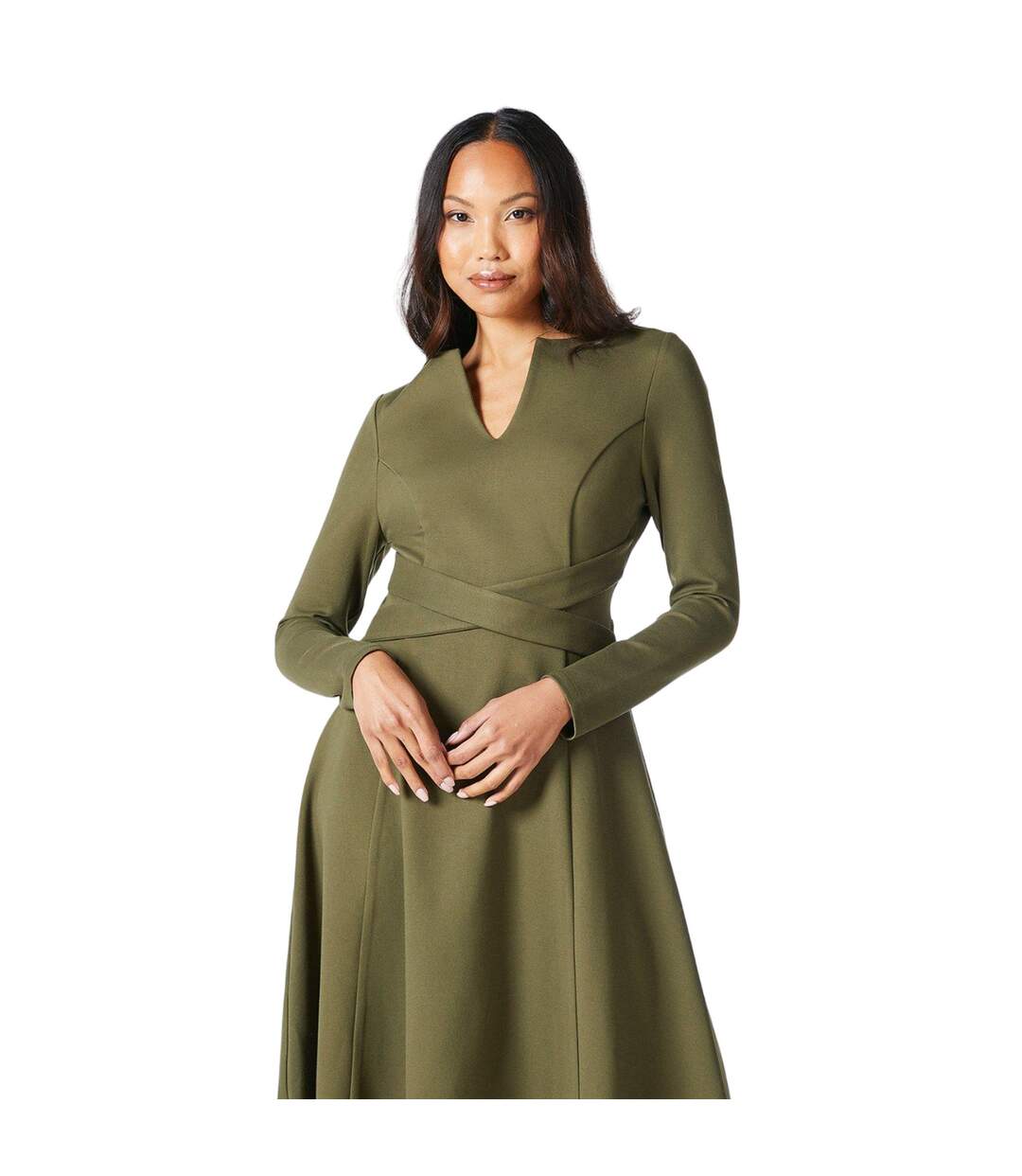 Robe mi-longue femme vert sombre Principles-3