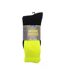 Pack of 3  Mens recycled cotton work socks  black/hi vis yellow Ribbon-2