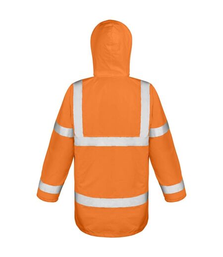 Unisex adult motorway hi-vis coat fluorescent orange Result Core