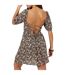 Womens/ladies Floral Square Neck Puff Sleeve Mini Dress Pink Multicoloured Brave Soul-3