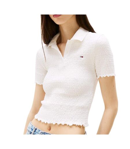 Polo blanc femme tommy hilfiger smock - l