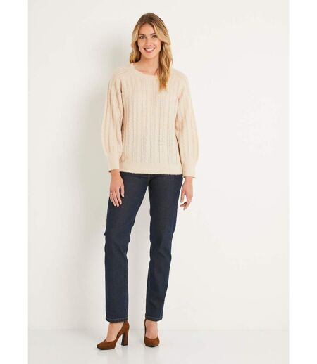Pull doux maille irisée torsadée ajourée laine