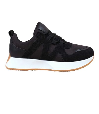 Womens/ladies momentum faux suede trainers black Where´s That From