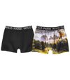 Pack of 2 Men's Print Stretch Boxer Shorts - Black  Atlas For Men
