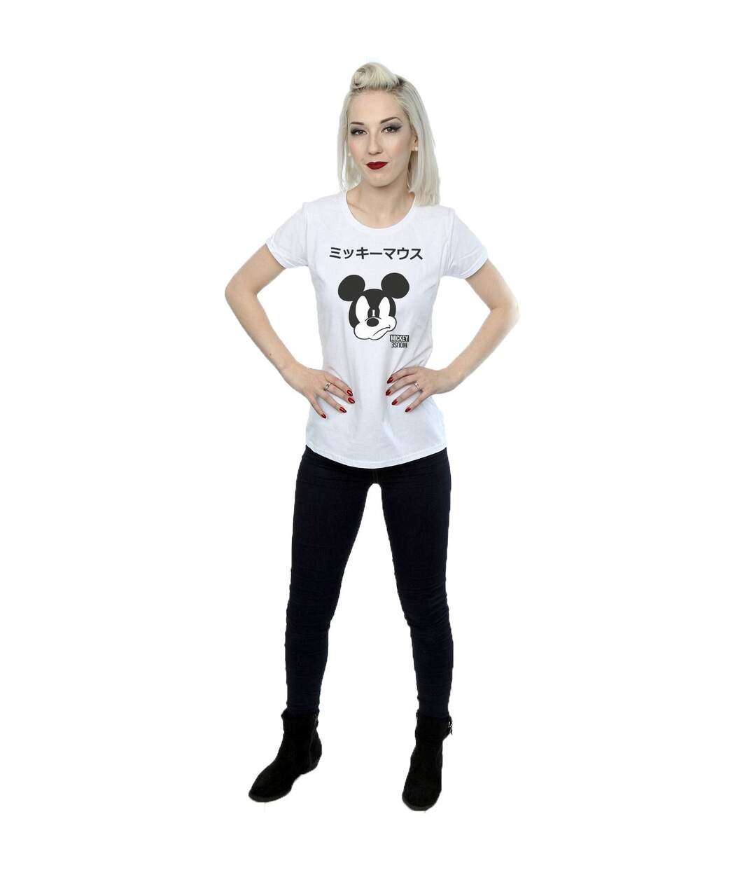 Disney T-shirt en coton japonais Mickey Mouse Femme/Femme (Blanc) - UTBI31378-4