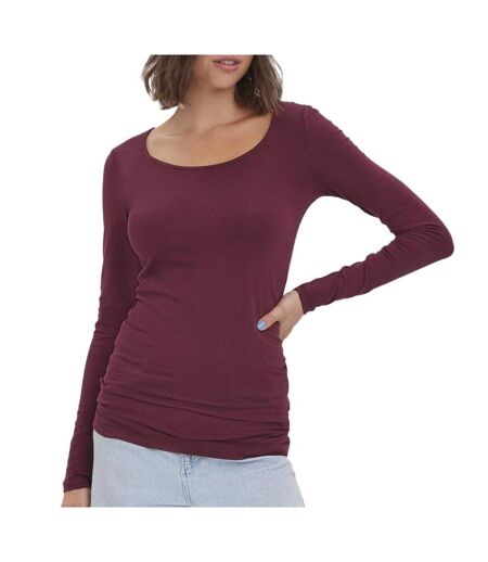 T-shirt prune femme vero moda maxi my ls soft - l