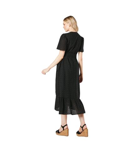 Womens/ladies broderie wrap dress black Principles