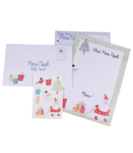 Kit 2 Lettres & Stickers Père Noël 32cm Blanc