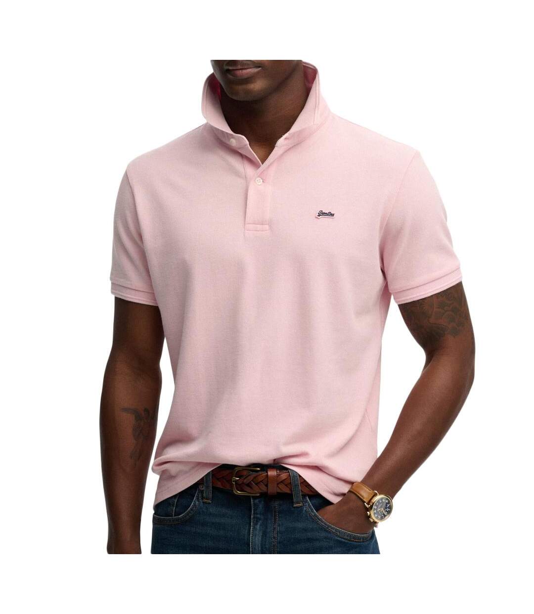 Polo rose clair homme superdry classic pique-1
