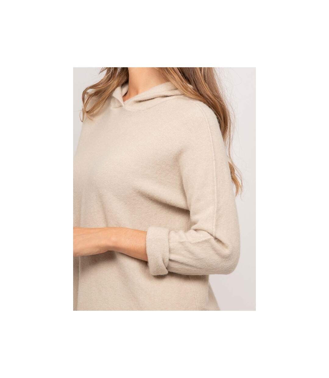 Pull capuche maille douce mélangée à l'alpaga KATTEM - Dona X Lisa-3
