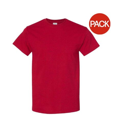Gildan Mens Heavy Cotton Short Sleeve T-Shirt (Pack of 5) (Antique Cherry Red) - UTBC4807